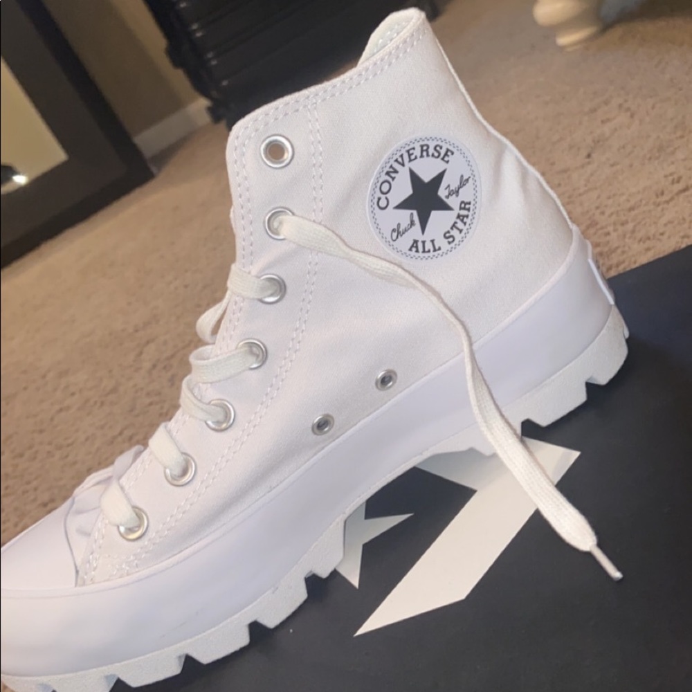 White platform Converse